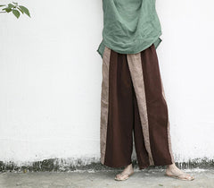 Women Color Matching Loose Irregular Casual Pants