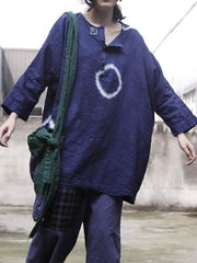 Loose Vintage Printed Ninth Sleeve T-Shirt