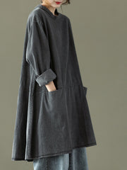 Solid Round Neck Long Sleeves Casual Top