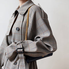 Women Check Double Breasted Casual Jacket