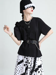 Solid Color Loose Round Neck Short Sleeve T-Shirt