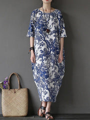 Loose National style Printed Long Dress