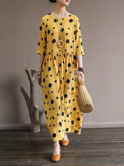 Loose Simple Polka-Dot Cotton Long Dress