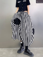 Urban High Waisted Applique Striped Floral Skirts