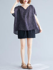 Loose Striped V-Neck Light T-Shirt