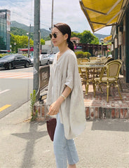 Women Loose And Irregular Casual Pullover Bat Sleeve T-Shirt