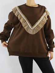 Casual Fashion Patchwork Flounces Loose Top