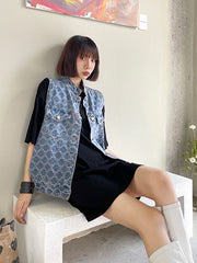 Casual Round Neck Loose T-Shirt Vest Two Piece