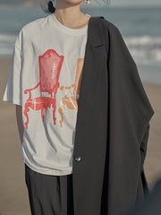 Women Casual Loose Print Short Sleeve T-Shirt