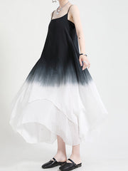 Gradient Irregular Big Hem Contrast Dress