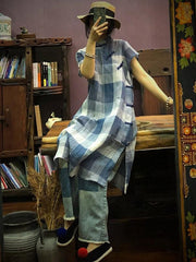 Original Designed Plaid Button Dress