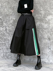 Loose High-Waisted Splicing Color A-Line Skirt