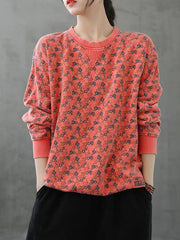 Retro Floral Loose Sweatshirt
