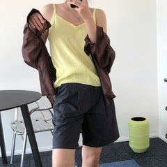 Knitted Sling Casual Outer Wear Sleeveless Vest Top