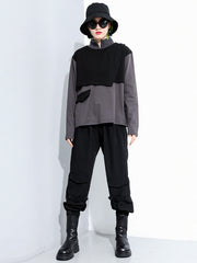 Women Solid Color Pullover Irregular Sweatshirt