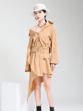 Women Strapless Asymmetric Long Sleeve Dress
