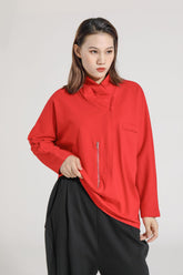 Women High Neck Pullover Loose Bottoming Shirt