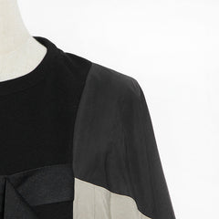 Women Casual Round Neck Stitching Contrast Loose Sweatshirt