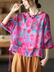 Vintage Print Side Drawstring T-Shirt