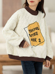 Pullover Letters Printed Bubble Ringer Sweatshirt