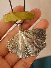 Vintage Silver Ginkgo Leaf Long Necklace