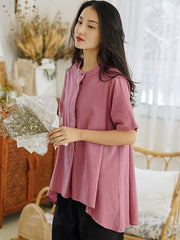 Loose Solid Color High-Low Casual T-Shirt