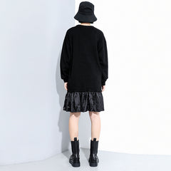 Women Round Neck Pullover Stitching Dress