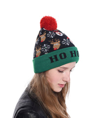 Christmas Deer Snowflake Jacquard Knitted Hat