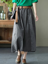 Retro Solid Color High Waist Loose Casual Skirt