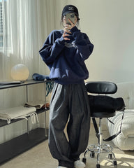 Retro Casual Alphabet Embroidery Loose Hoodie