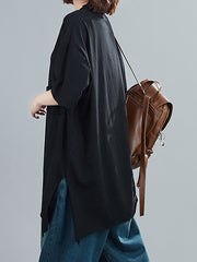 V-Neck Irregular Hole Half-Sleeved T-Shirt Tops