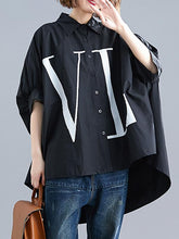 Loose Batwing Sleeves Print Cropped Shirt