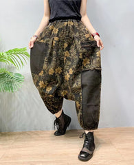Loose Elastic Waist Printed Denim Pant