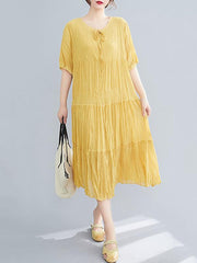 Loose Pleated Chiffon Midi Dress