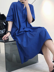 Original Solid Round-Neck Shirt Dress