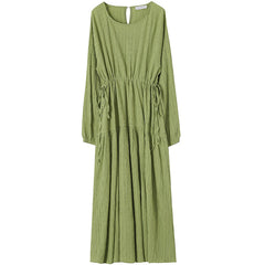 Women Solid Color High Waist Slim Dress