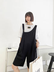 Loose Wide Leg Solid Overalls Pants