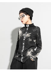 Women Tie Dye Slimming Irregular Bottoming Shirt