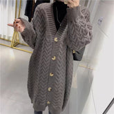 Loose Twist Knitted Long Sweater Cardigan