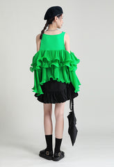 Loose Irregular Solid Flared Sleeve Shirt