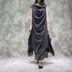 Print Dress With Suspenders Two Piece Suit Maxi Dress