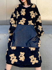 Women Round Neck Print Pullover Sweater