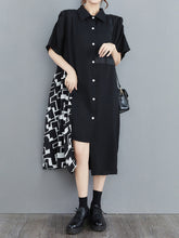 Stitching Irregular Puff Sleeve Loose Dress