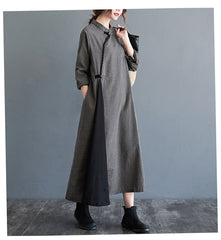 Women Plaid Printed Disc Button Dress