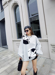 Women Color Matching Loose Casual Sweatshirt