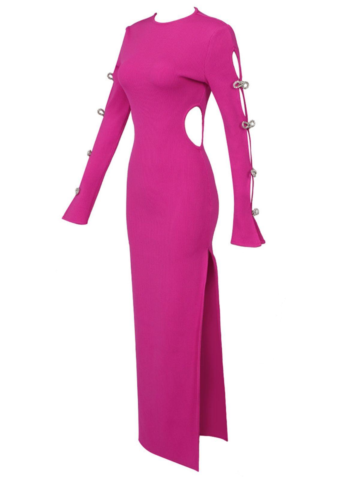 Calantha Crystal Bow Cutout Bandage Dress