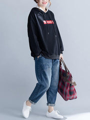 Loose Letter Printed Hooded Sweatshirt