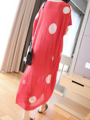 Loose Comfortable Short-Sleeved Polka-Dot Cropped Dress