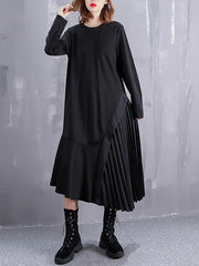 Falbala Ruffled Split-Joint Asymmetric A-Line Midi Dress
