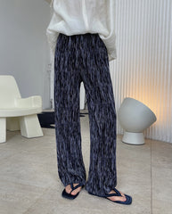 Tie-Dye Pressed Pleated High Waist Straight Tube Wide Leg Trousers